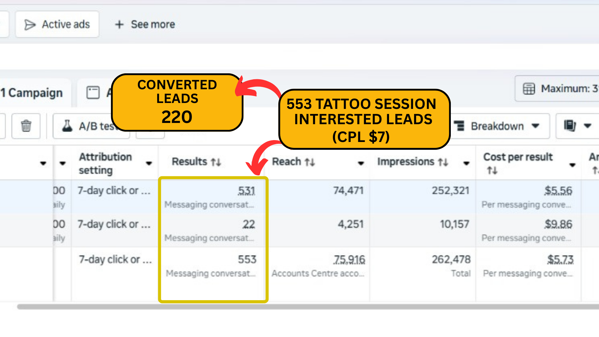 Tattoo & PMU Campaign — 553 Session-Interested Leads